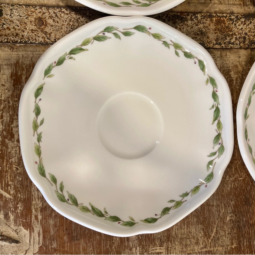 Noritake Casual Gourmet Garden Set of 4 Saucers 7940/1 6.5” Green Leaf Design - Picture 5 of 12